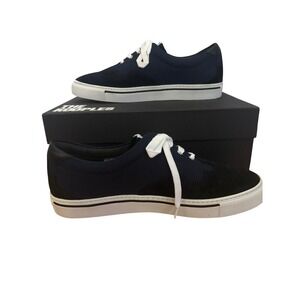 The Kooples NIB Men's Baskets Basses Canvas Sneakers in Black/Navy FR 45/US 11‎